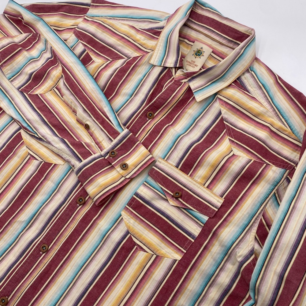 The Territory Ahead Western Button Down Shirt XL Multicolor Aztec Stripe Elbow